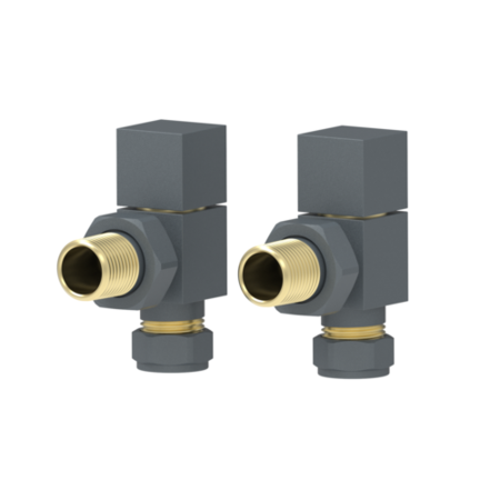 Elego Anthracite Gray Modern Manual Angled Radiator Valves (pair)