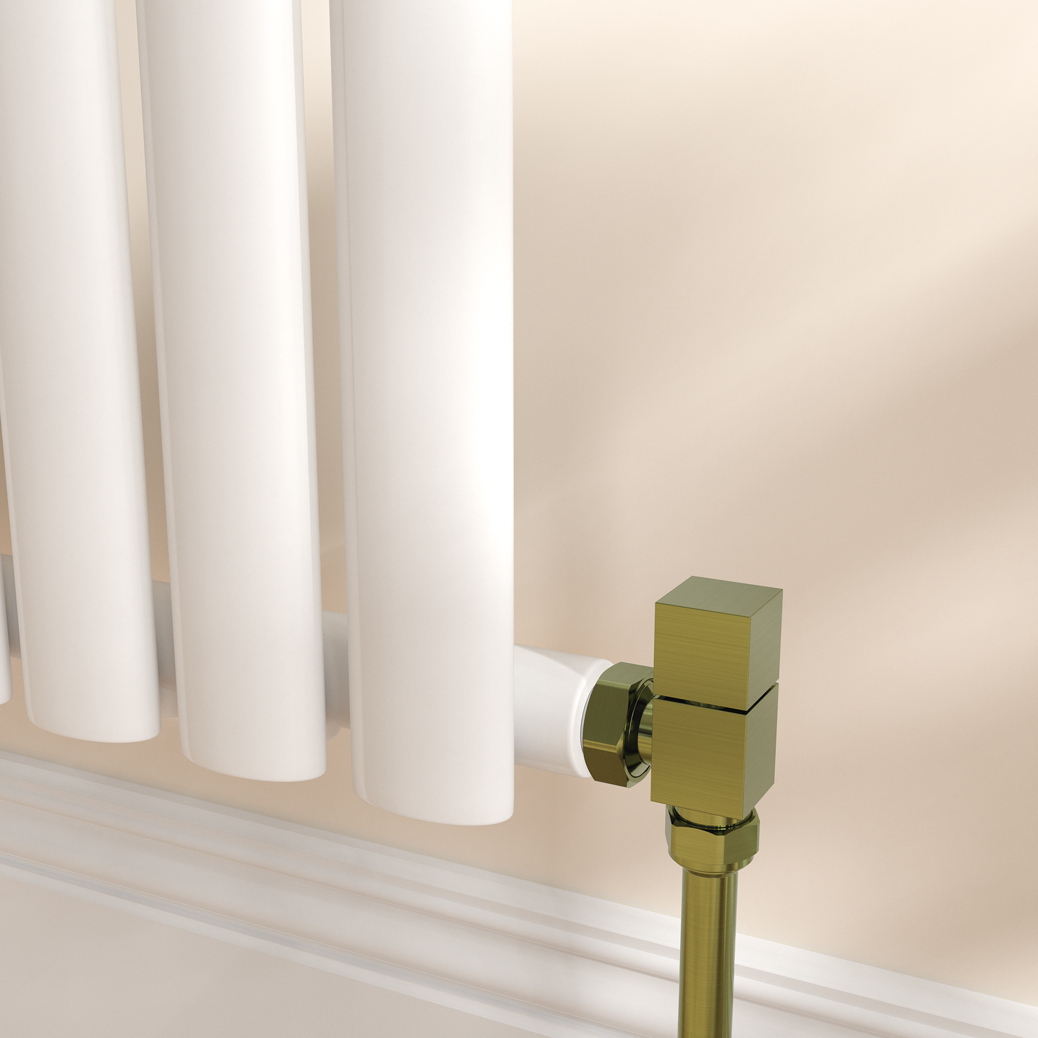 Elego Brass Brushed Modern Manual Angled Radiator Valves (Pair)