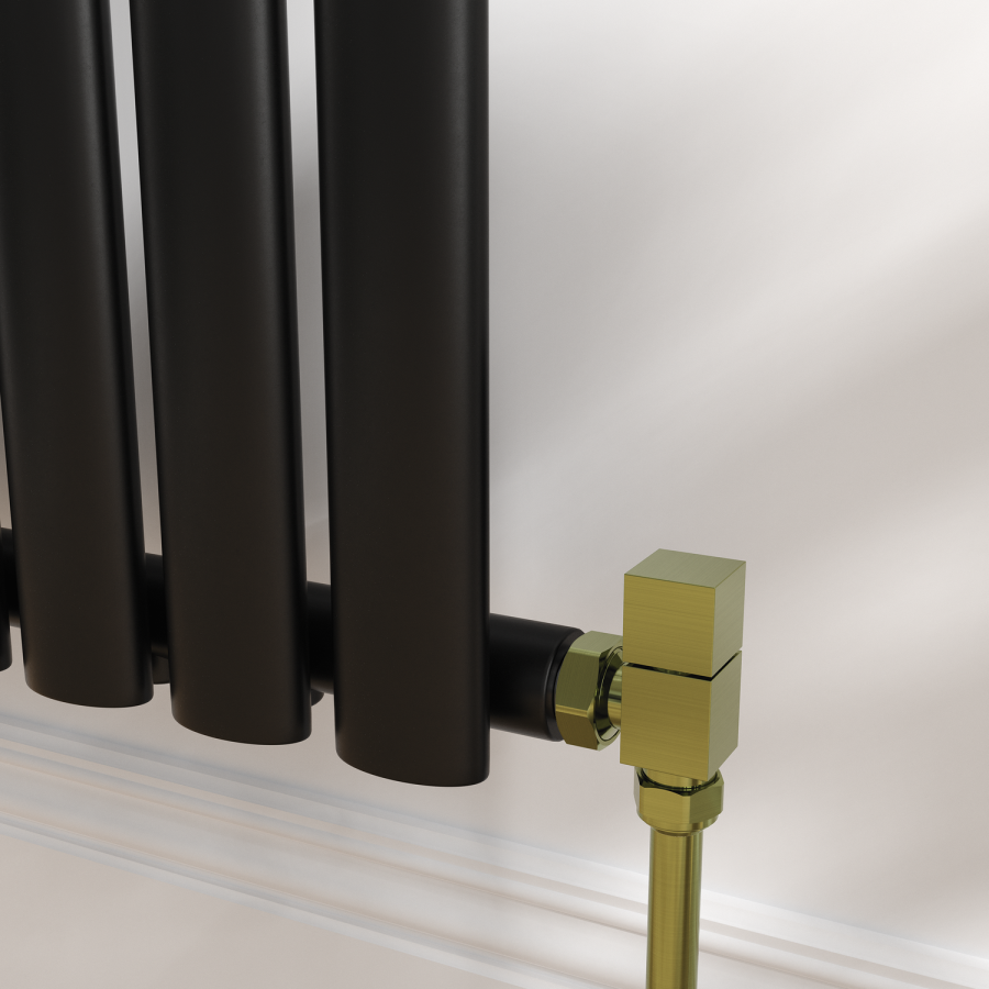 Elego Brushed Brass Modern Manual Angled Radiator Valves (pair)