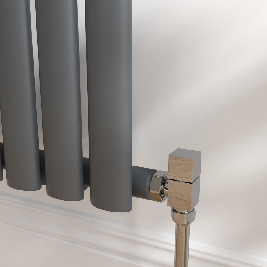 Elego Chrome Modern Manual Angled Radiator Valves (pair)