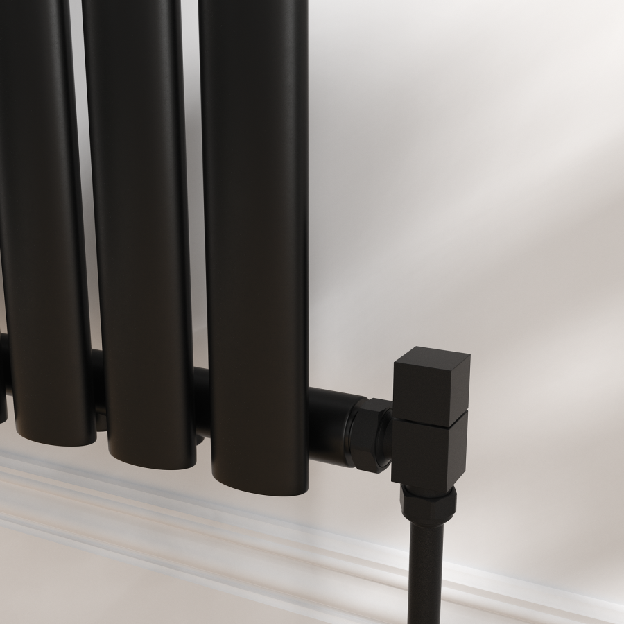 Elego Matte Black Modern Manual Angled Radiator Valves (pair)
