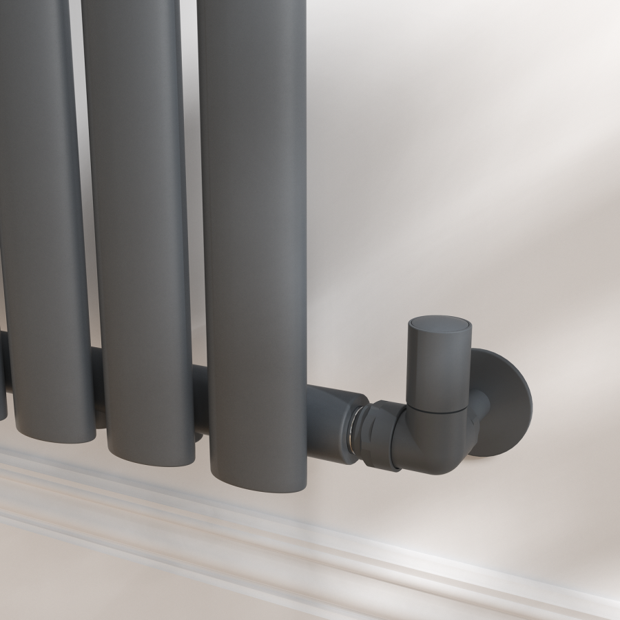 Elego Anthracite Gray Modern Manual Corner Radiator Valves With Lockshield