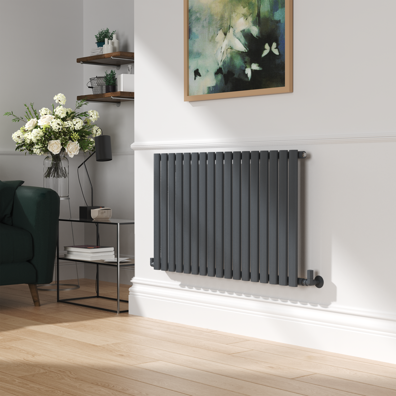 Corner Tower Radiator Elego Anthracite Gray Modern Manual Corner Radiator Valves With ...