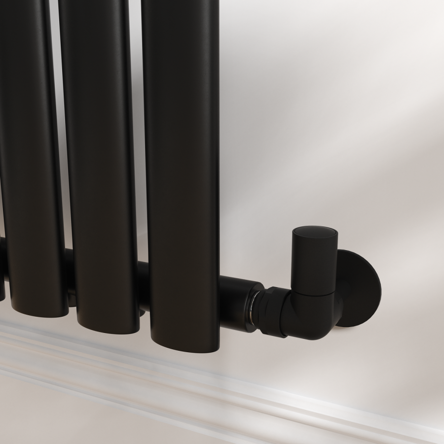 Elego Matte Black Modern Manual Corner Radiator Valves With Lockshield