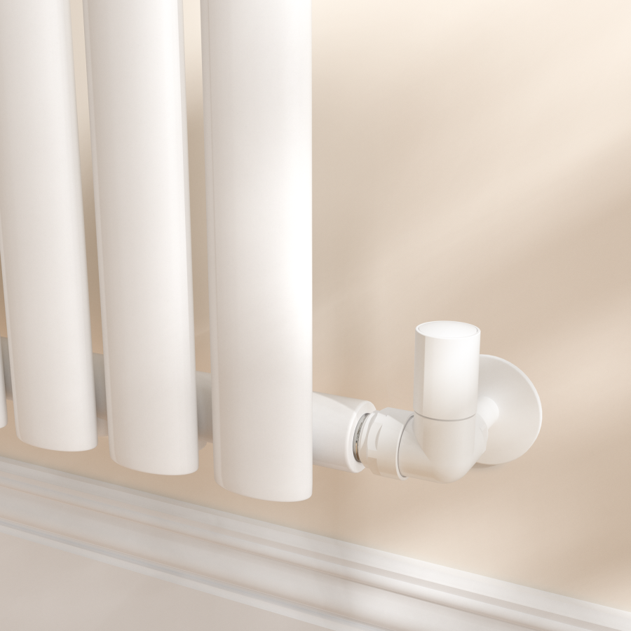 Elego White Modern Manual Corner Radiator Valves With Lockshield