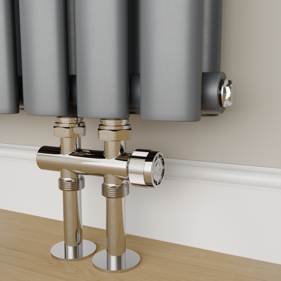 Elego Chrome Modern Manual H Block Radiator Valves