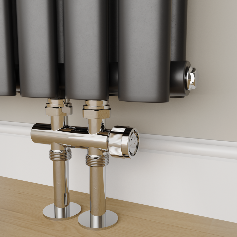 Elego Chrome Modern Manual H Block Radiator Valves