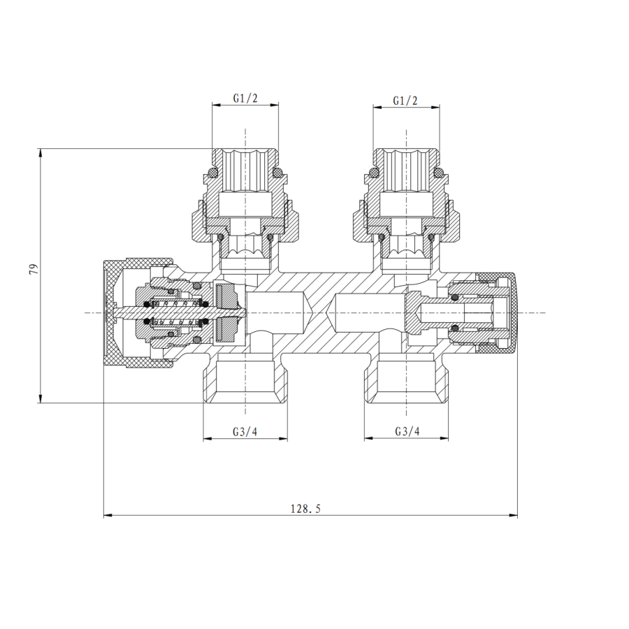 Elego Chrome Modern Manual H Block Radiator Valves