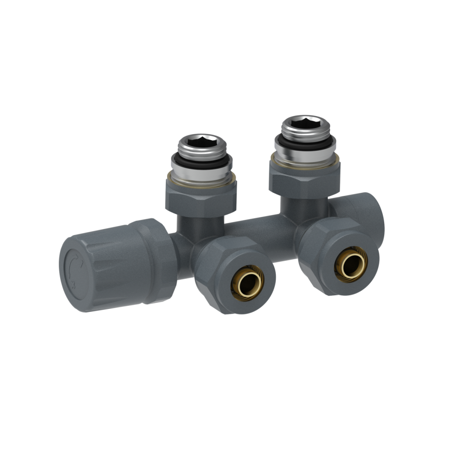 Elego Anthracite Gray Modern Manual H Block Angled Radiator Valves (pair)