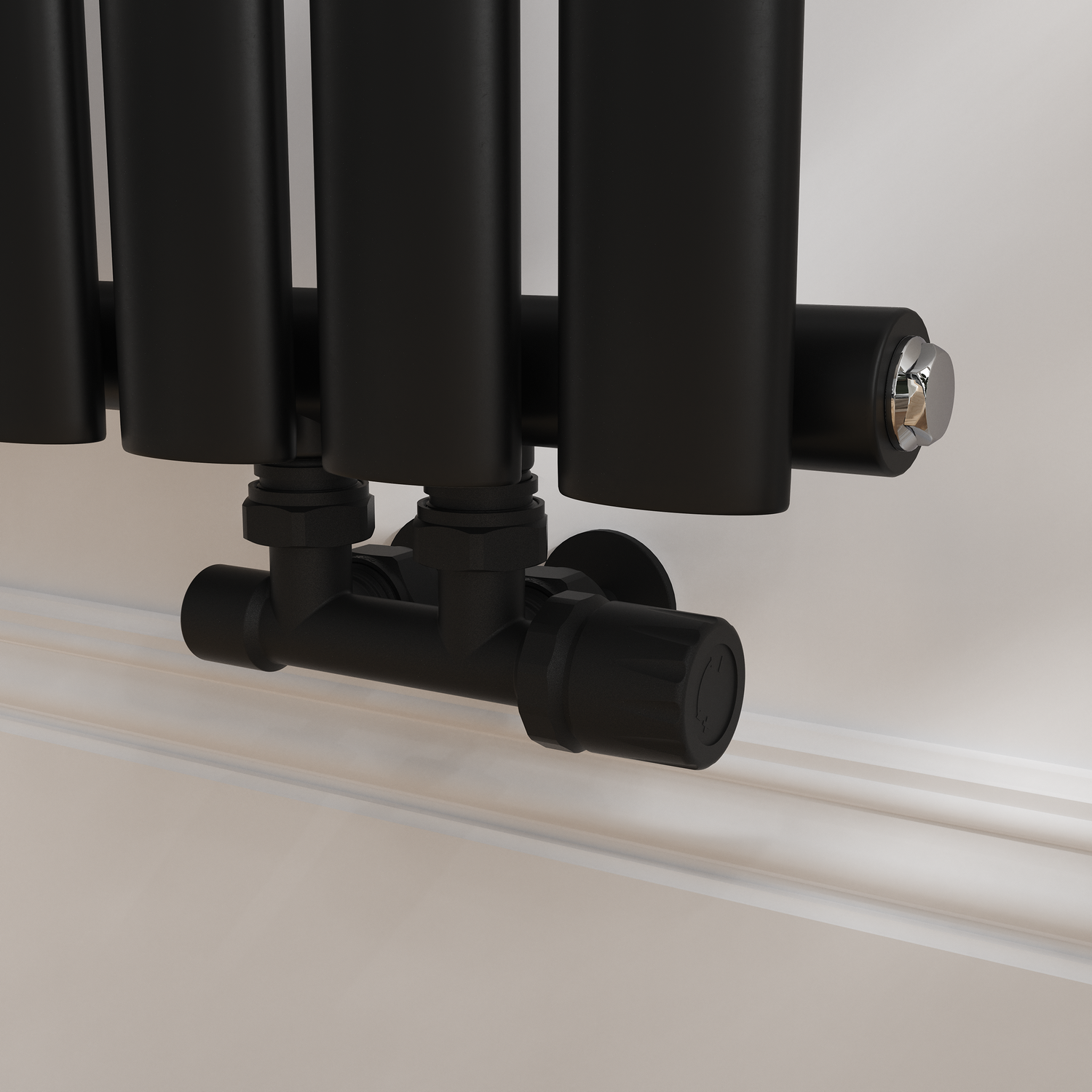 Elego Black Matte Modern Manual H Block Angled Radiator Valves (Pair)