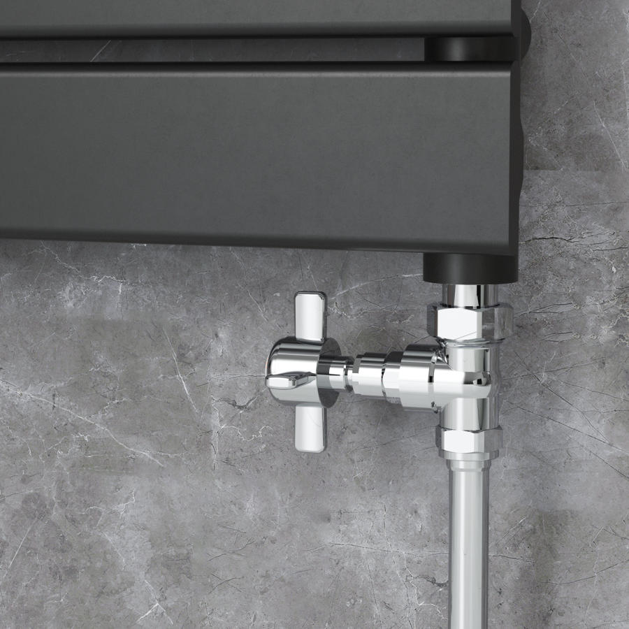 Maesta Chrome Traditional Manual Straight Radiator Valves (pair)