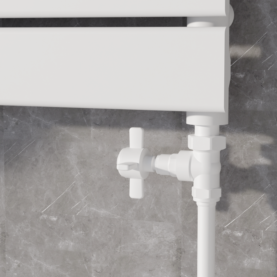 Maesta White Traditional Manual Straight Radiator Valves (pair)