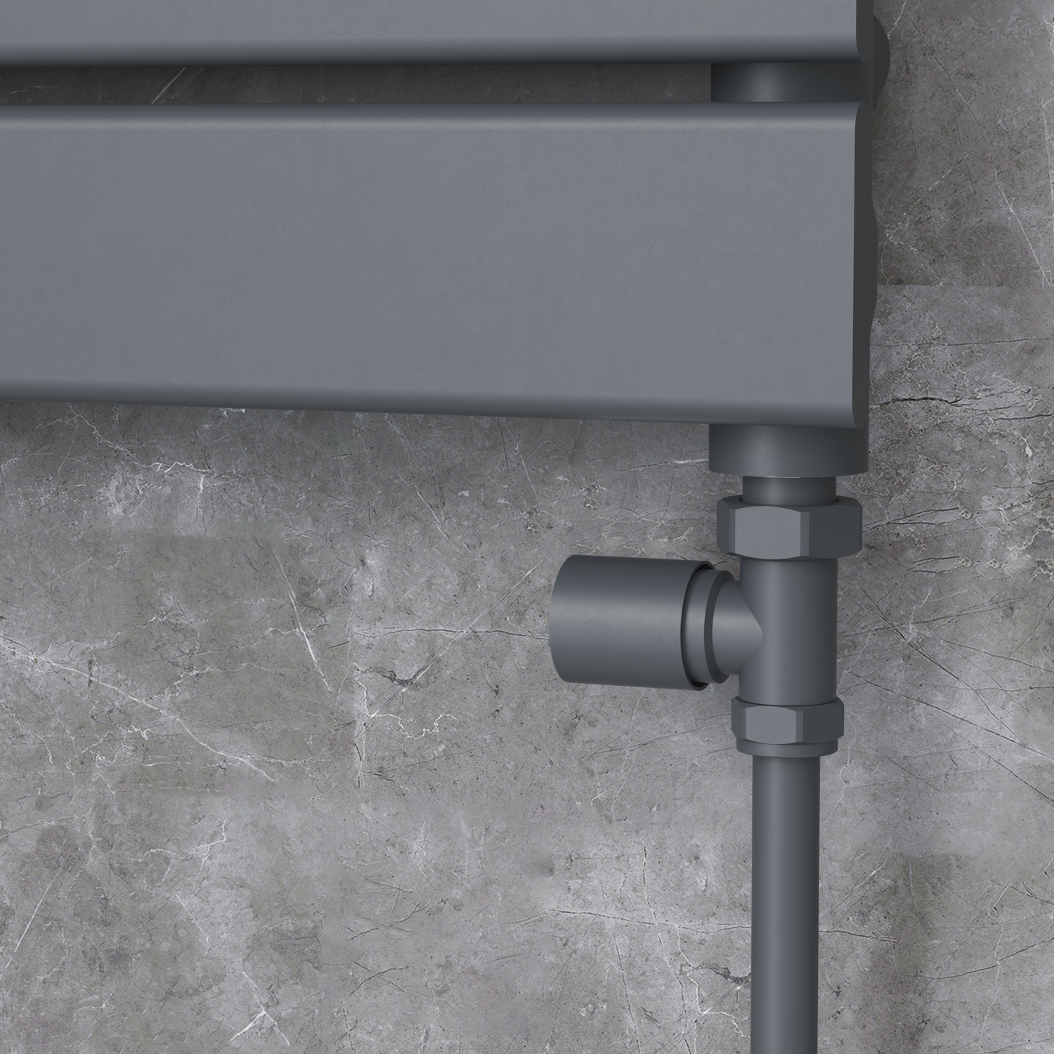 Image of Elego Elego Anthracite Gray Modern Manual Straight Radiator Valves (pair) Anthracite 7.9 x 3 x 5.5 cm MAN-ST-3AG
