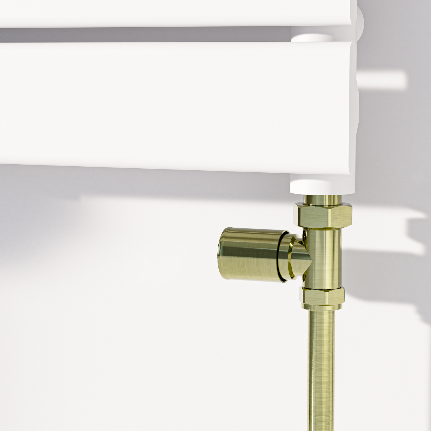Image of Elego Elego Brushed Brass Modern Manual Straight Radiator Valves (pair) Brass 7.9 x 3 x 5.5 cm MAN-ST-3BB