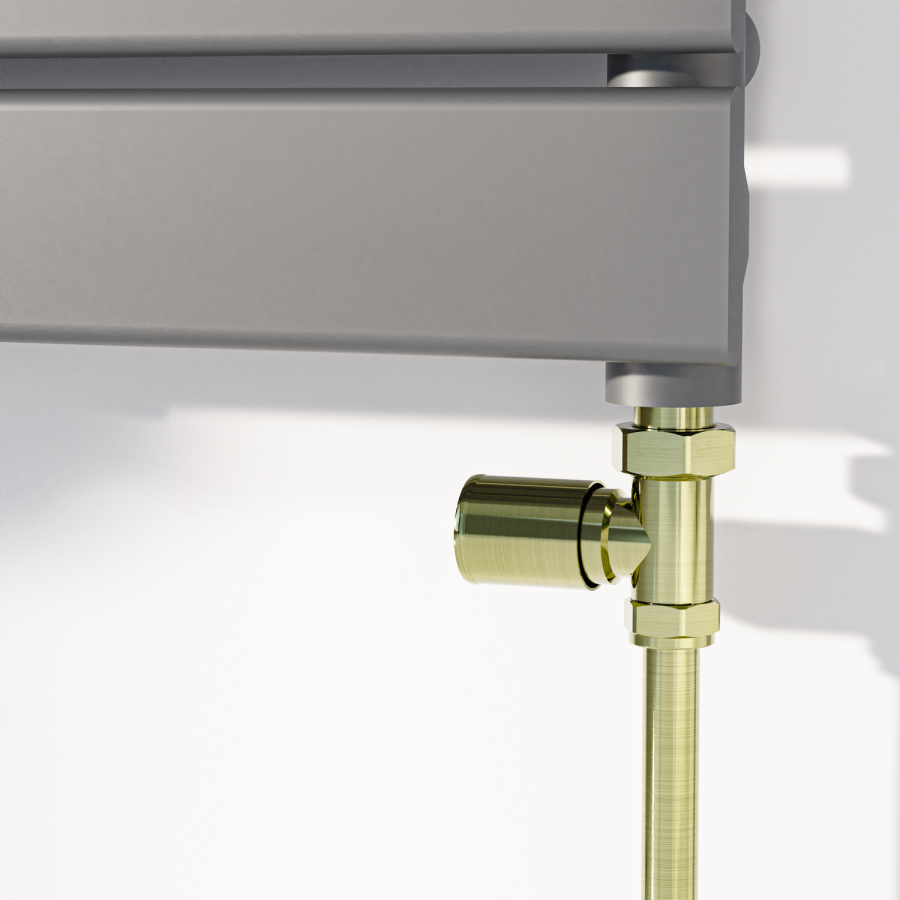 Elego Brushed Brass Modern Manual Straight Radiator Valves (pair)