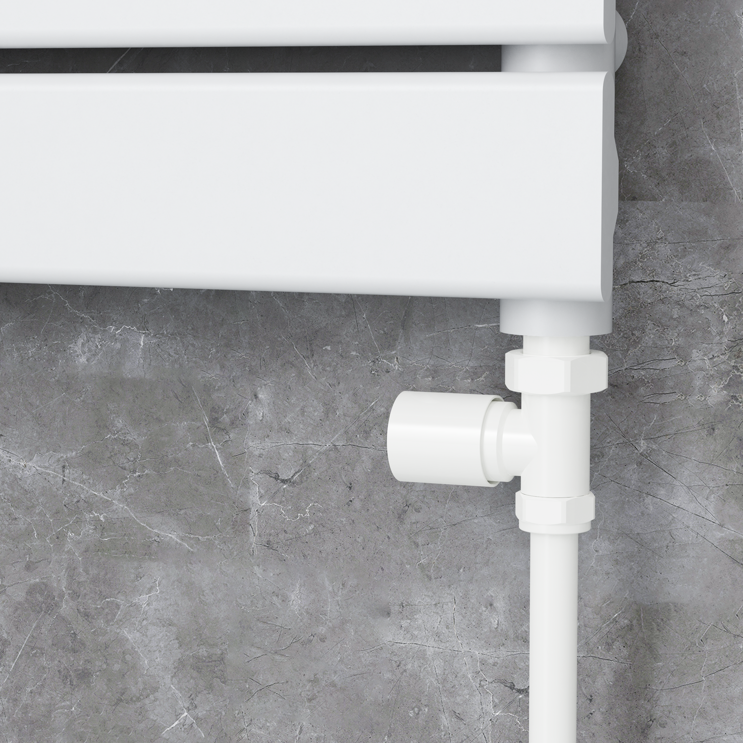 Image of Elego Elego White Modern Manual Straight Radiator Valves (pair) White 7.9 x 3 x 5.5 cm MAN-ST-3WH
