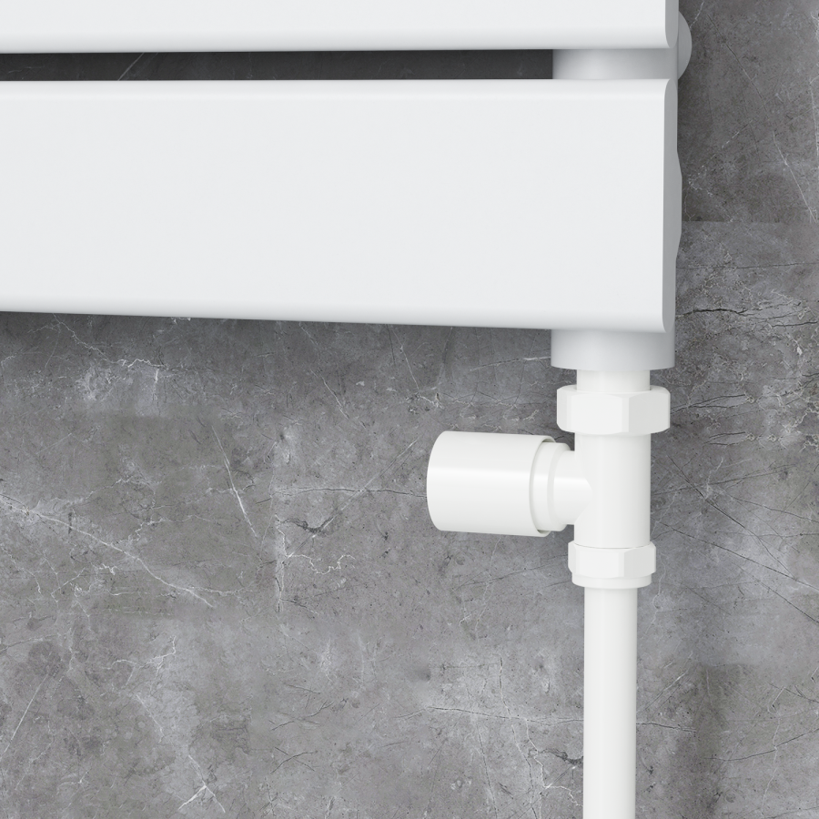Elego White Modern Manual Straight Radiator Valves (pair)