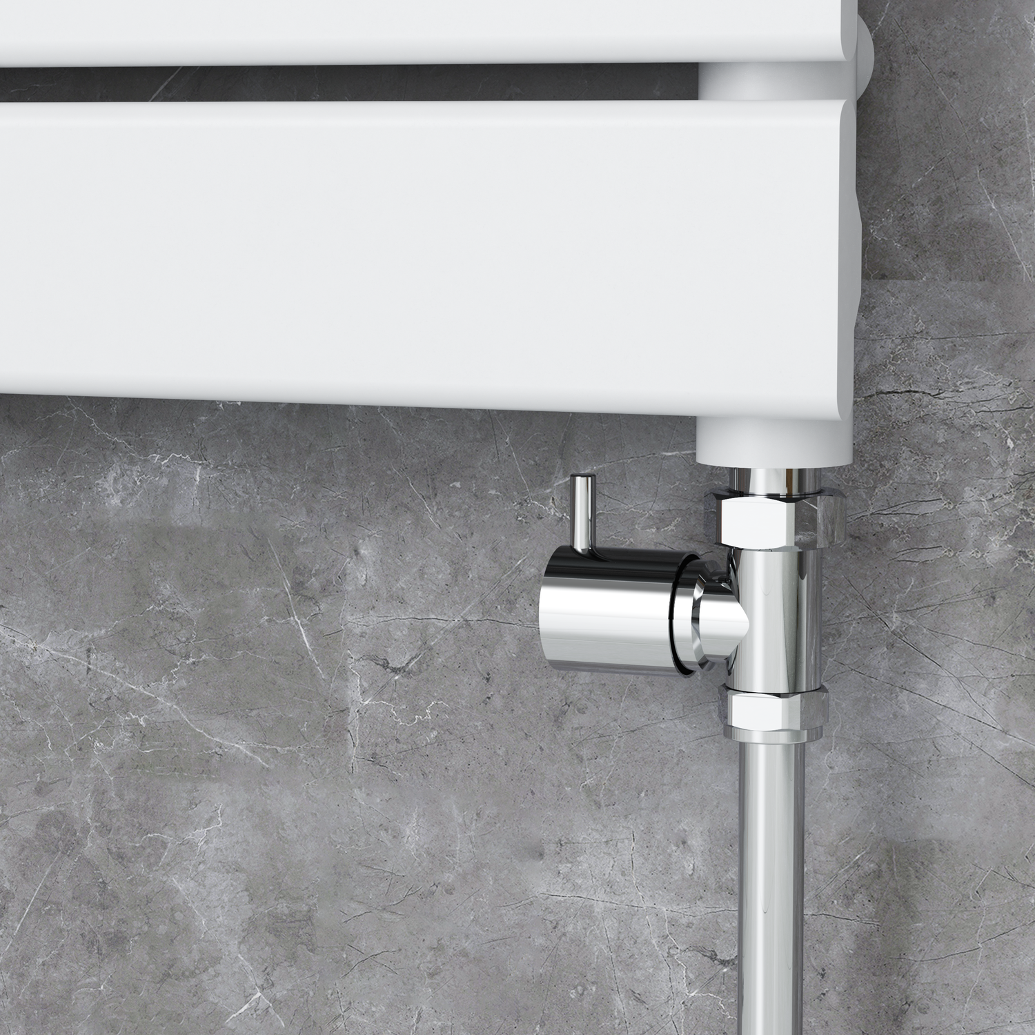 Elego Chrome Modern Manual Straight Radiator Valves (Pair)