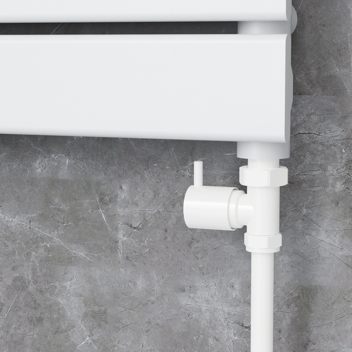 Elego White Modern Manual Straight Radiator Valves (Pair)