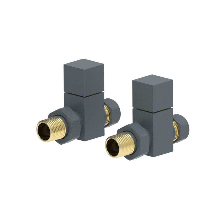 Elego Anthracite Gray Modern Manual Straight Radiator Valves (pair)