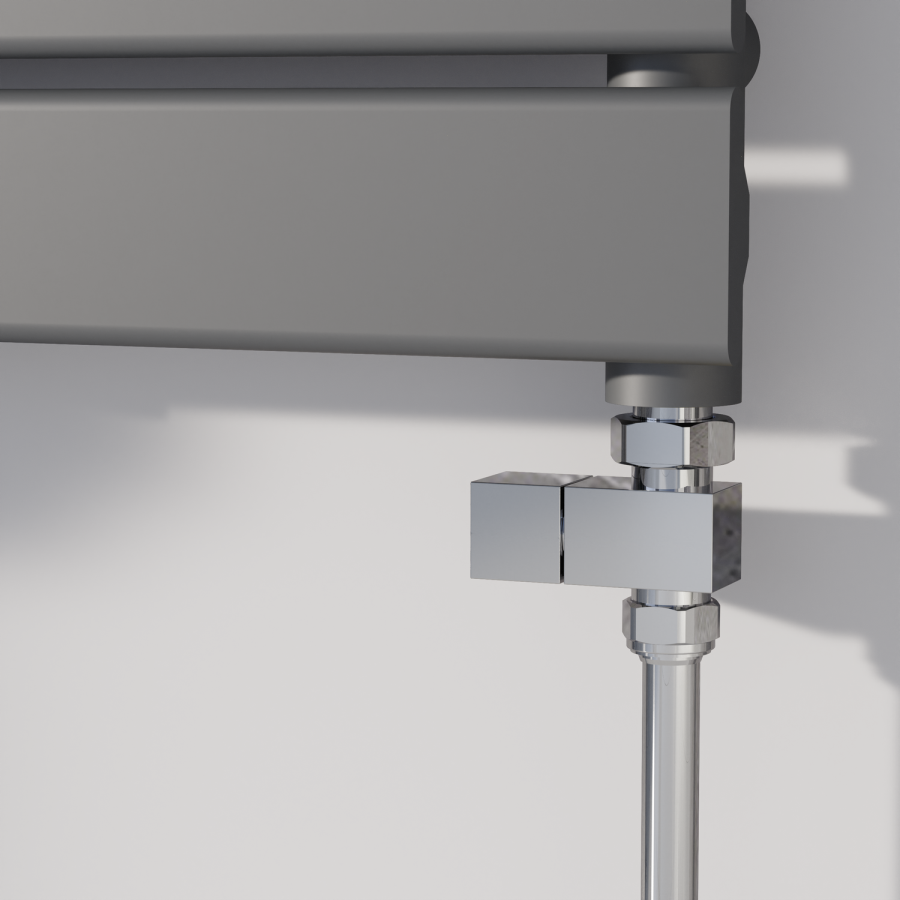 Elego Chrome Modern Manual Straight Radiator Valves (pair)