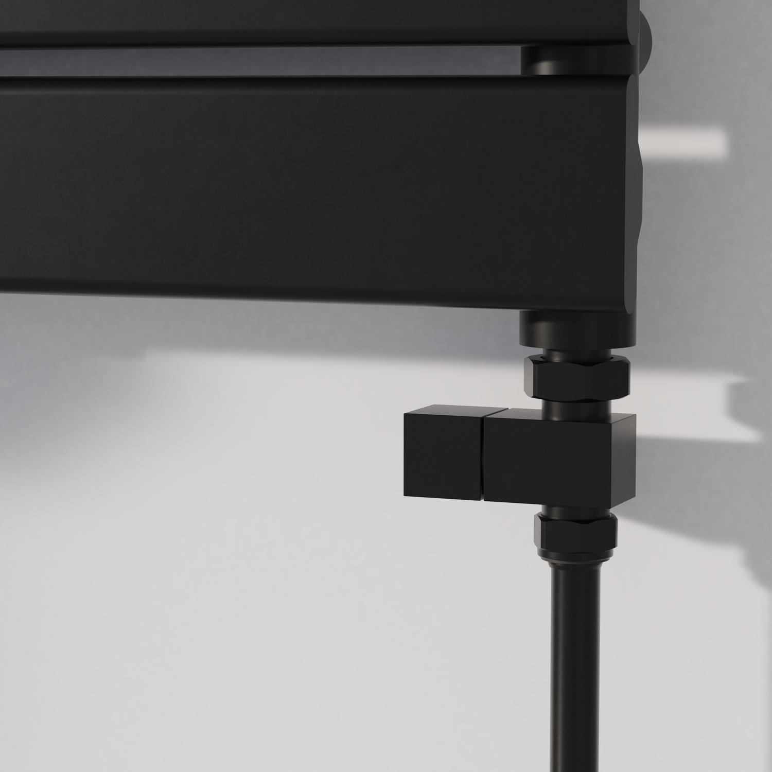 Image of Elego Elego Matte Black Modern Manual Straight Radiator Valves (pair) Black 79 x 29 x 61 cm MAN-ST-5MB