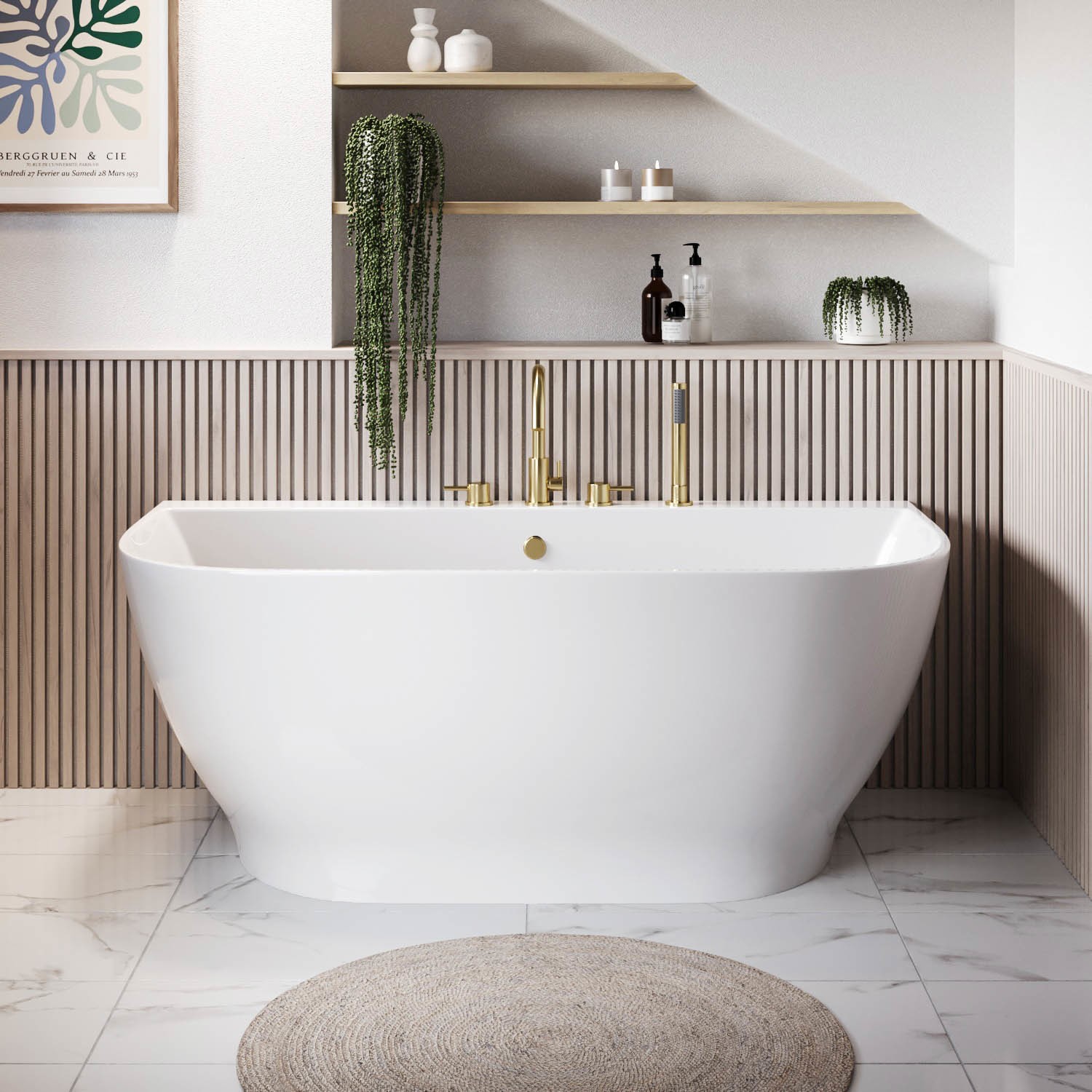 Manilla White Freestanding Back To Wall Double Ended Bath 1500 X 780Mm