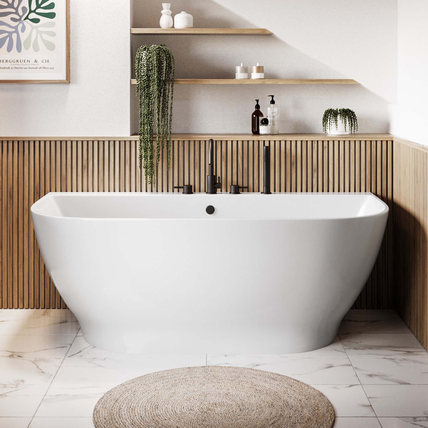 Freestanding Back to Wall Double Ended Bath 1650 x 780mm - Manilla - Better  Bathrooms