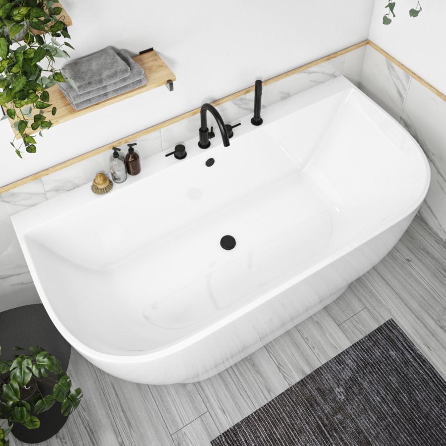GRADE A2 - Freestanding Back to Wall Double Ended Bath 1650 x 780mm - Manilla