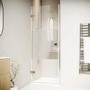 ONLY OPENED - 800mm Fluted Glass Right Hand Hinged Shower Door 8mm Glass - Matira