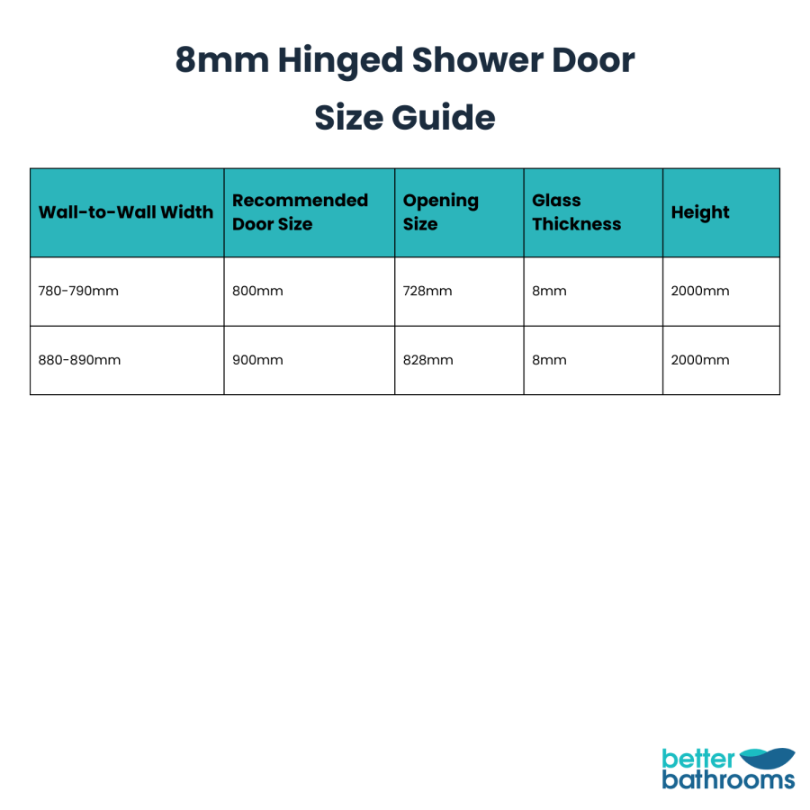 800mm Fluted Glass Left Hand Hinged Shower Door 8mm Glass - Matira