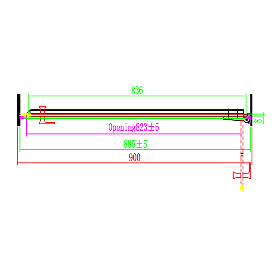900mm Ribbed / Fluted Glass Right Hand Hinged Shower Door 8mm Glass - Matira