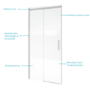 1000mm Ribbed / Fluted Glass Right Hand Sliding Shower Door 8mm Glass - Matira