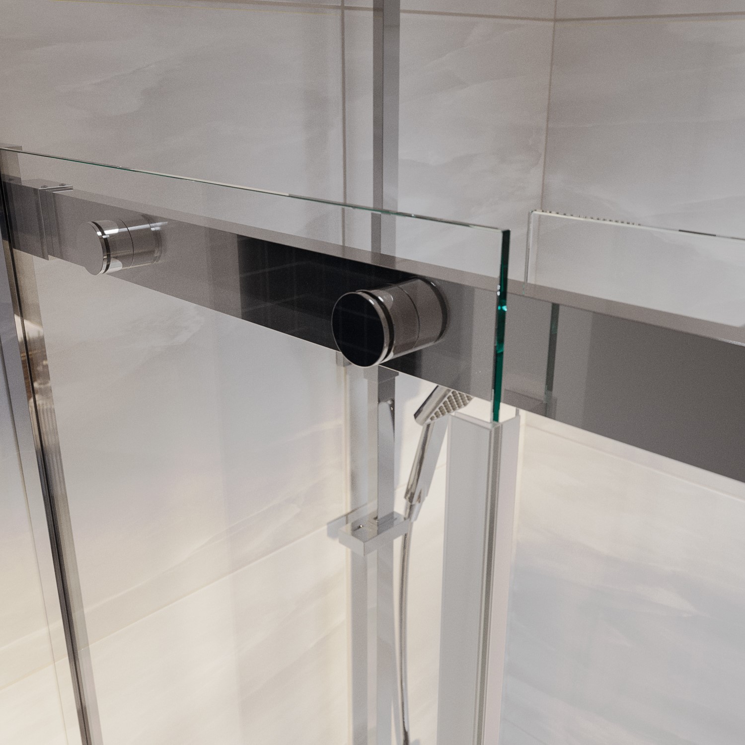 Chrome 8mm Fluted Glass Sliding Shower Door 1000mm Right Hand Matira