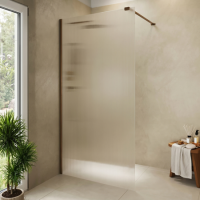 1000mm Brushed Bronze Ribbed / Fluted Glass Shower Screen for Wet Room & Walk In Shower - Matira