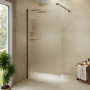 1000mm Brushed Bronze Ribbed / Fluted Glass Shower Screen for Wet Room & Walk In Shower - Matira