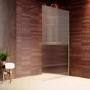 1200mm Brushed Brass Ribbed / Fluted Glass Shower Screen for Wet Room & Walk In Shower - Matira
