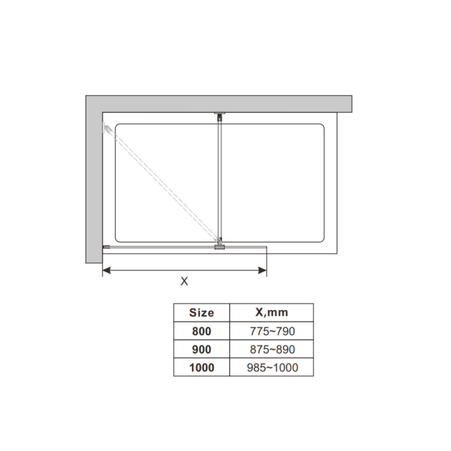 800mm Brushed Brass Ribbed / Fluted Glass Shower Screen for Wet Room & Walk In Shower - Matira