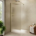 A1/MATWI900BB GRADE A1 - 900mm Brushed Brass Ribbed / Fluted Glass Shower Screen for Wet Room & Walk In Shower - Matira