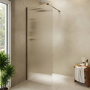 900mm Brushed Bronze Ribbed / Fluted Glass Shower Screen for Wet Room & Walk In Shower - Matira