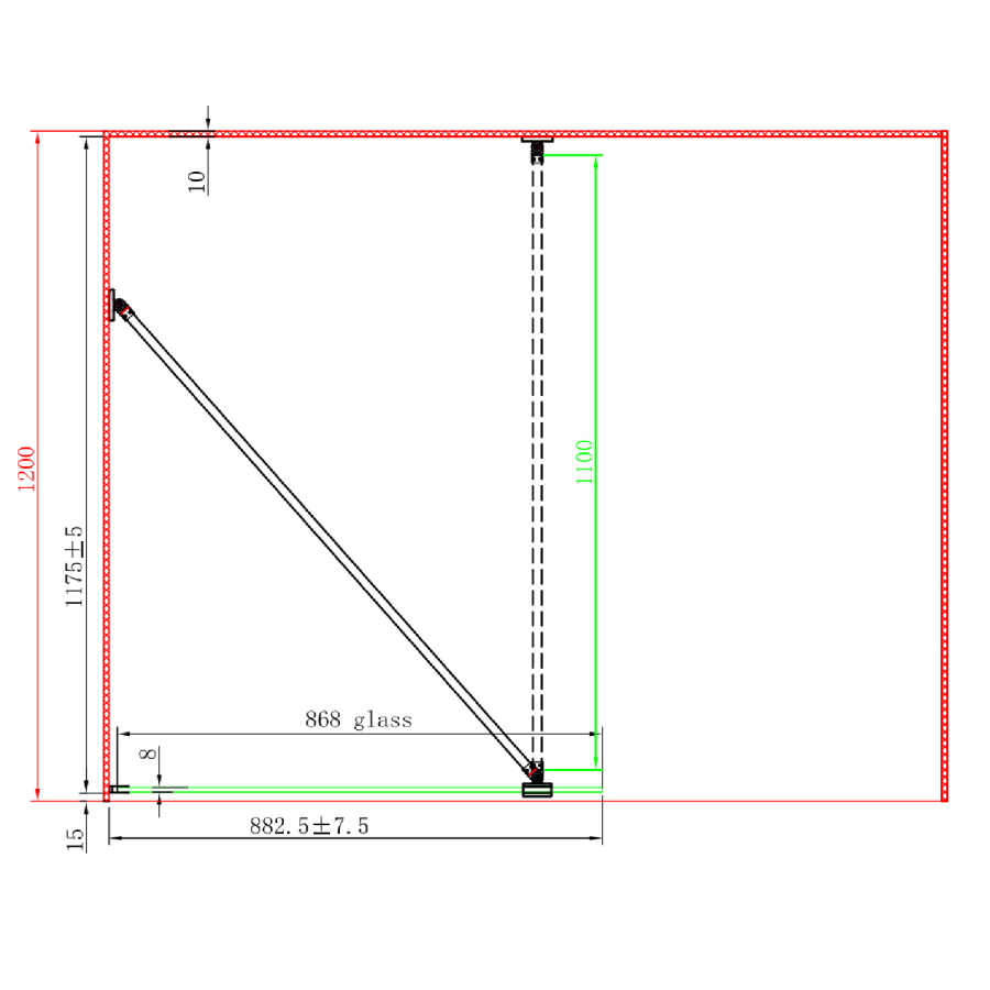 900mm Ribbed / Fluted Glass Shower Screen for Wet Room & Walk In Shower - Matira