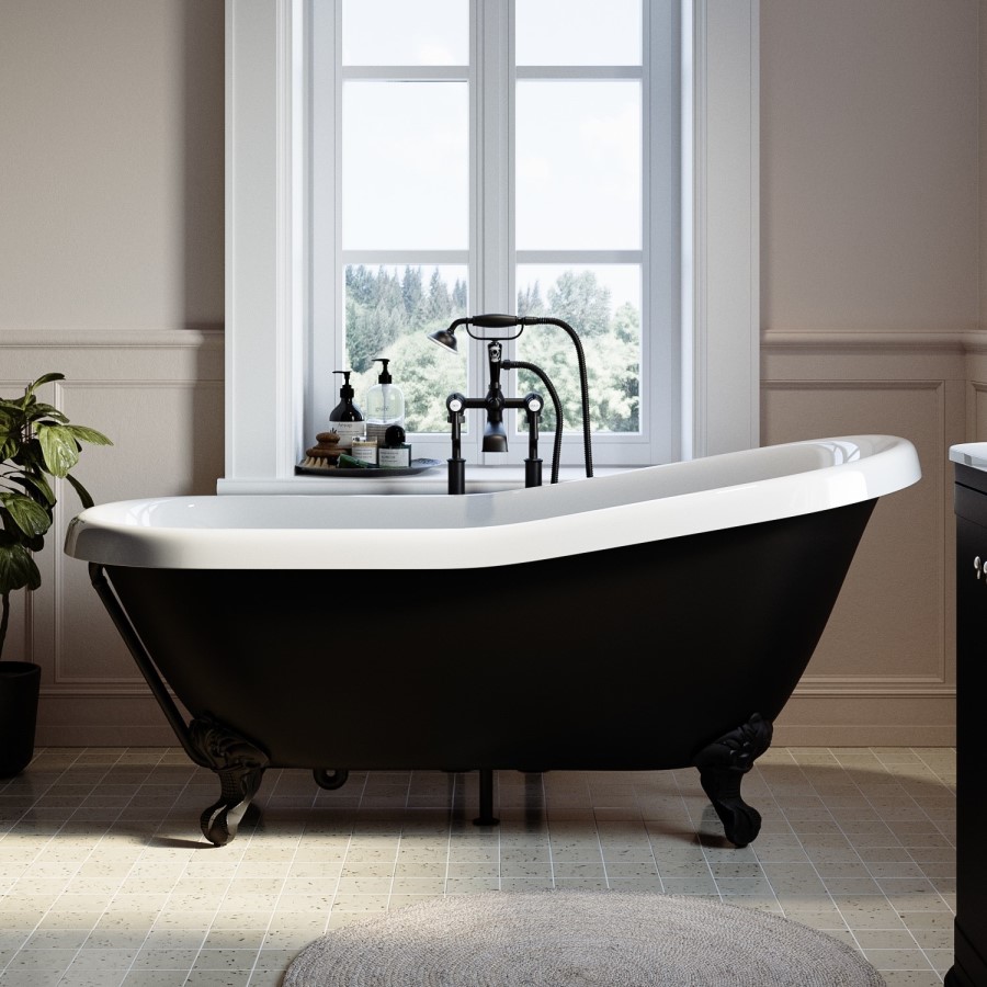 Matt Black Traditional Exposed Shallow Seal Bath Trap & Pipe - Park Royal