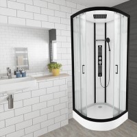 Insignia Monochrome Black Framed Quadrant Shower Cabin 900 x 900
