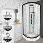 Insignia Monochrome Black Framed Quadrant Shower Cabin 900 x 900