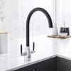 Black Twin Lever Kitchen Mixer Tap- Enza Medina