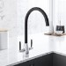 Black & Chrome Dual Lever Monobloc Kitchen Mixer Tap - Enza Medina