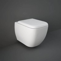 GRADE A1 - RAK Metropolitan Rimless Wall Hung Pan with Hidden Fixations and Soft Close Seat Urea