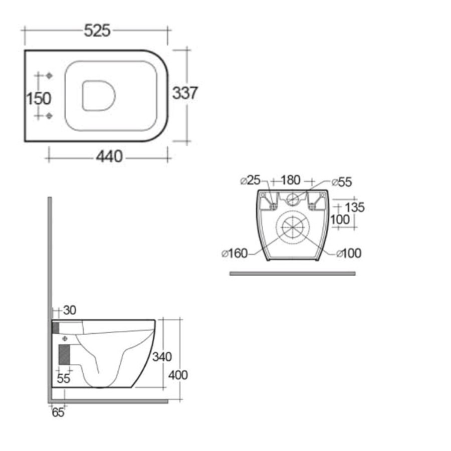 GRADE A1 - RAK Metropolitan Rimless Wall Hung Pan with Hidden Fixations and Soft Close Seat Urea