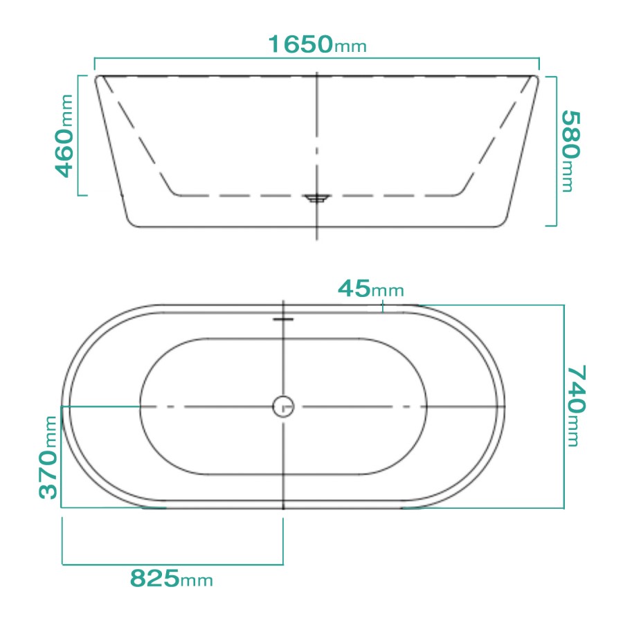 Mews Double Ended Freestanding Bath - 1650 x 740mm