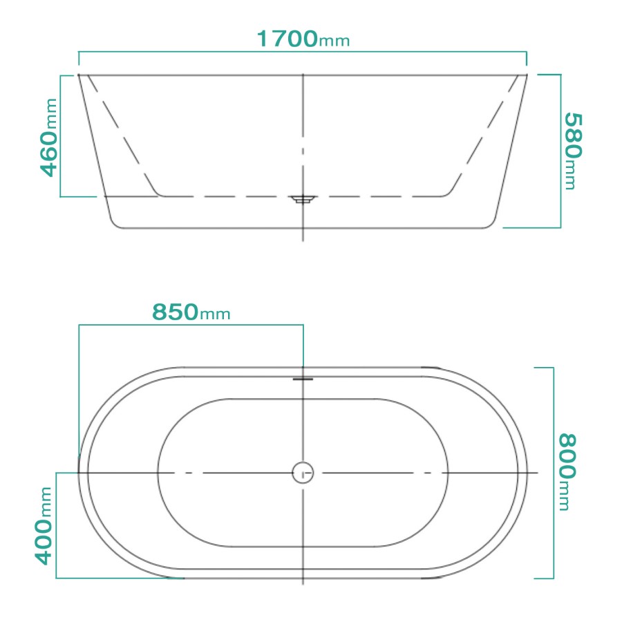 Duchess Modern Round Freestanding Bath - 1700 x 800 x 580mm